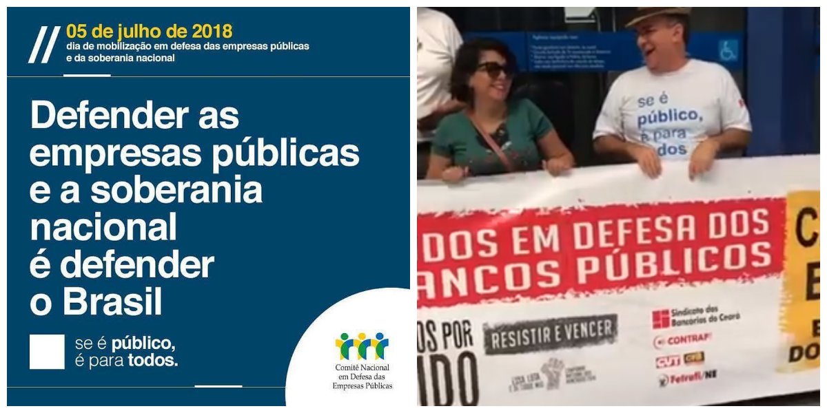 Bancários realizam ato em defesa do patrimônio e da soberania nacional