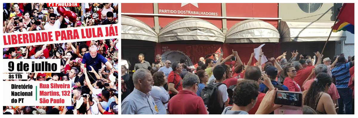 Militantes se reúnem em frente ao PT por Lula Livre