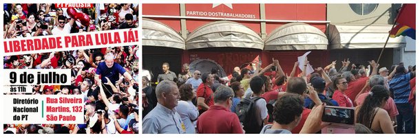 Militantes se reúnem em frente ao PT por Lula Livre