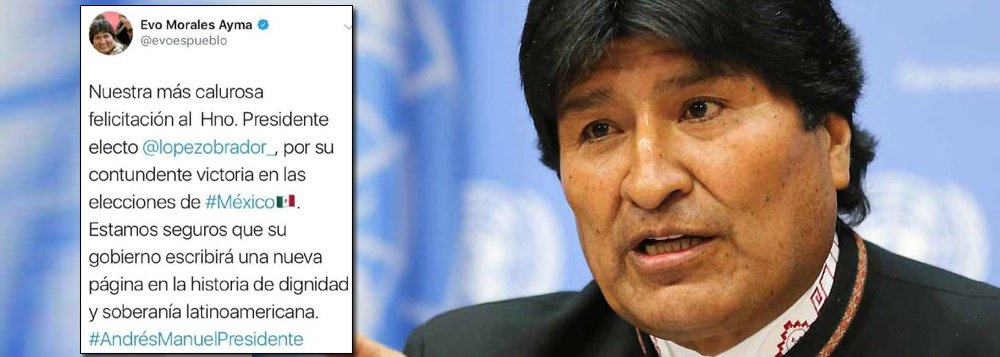 Evo Morales felicita Lopez Obrador e aponta para nova onda da esquerda na AL