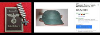 Uniformes, capacetes e itens originais nazistas são comercializados livremente em site