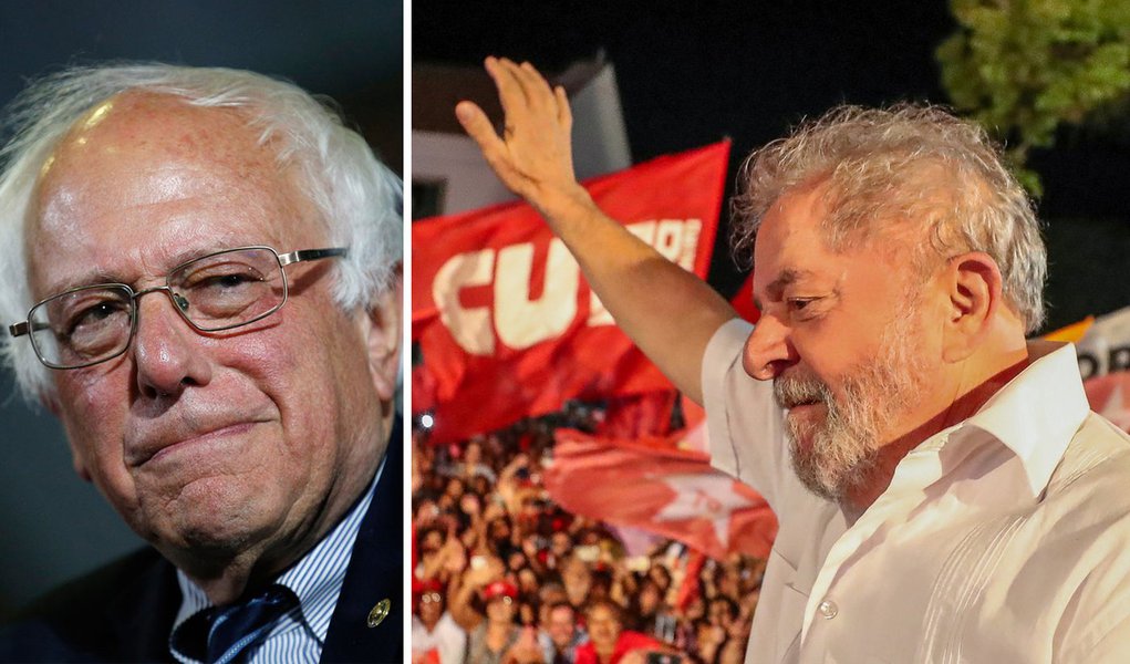 Bernie Sanders (à esq.) e Luiz Inácio Lula da Silva