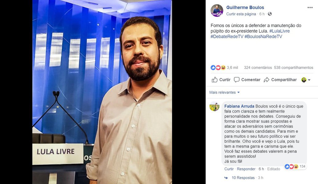 Boulos protesta contra retirada de púlpito de Lula pela RedeTV!