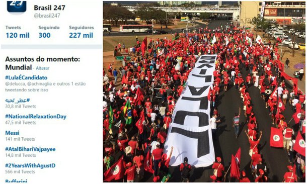 #LulaÉCandidato lidera trending topic mundial no Twitter