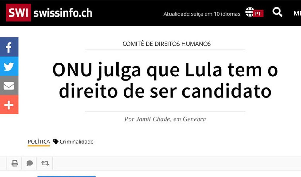 Estado de S. Paulo esconde entrevista com jurista da ONU favorável a Lula