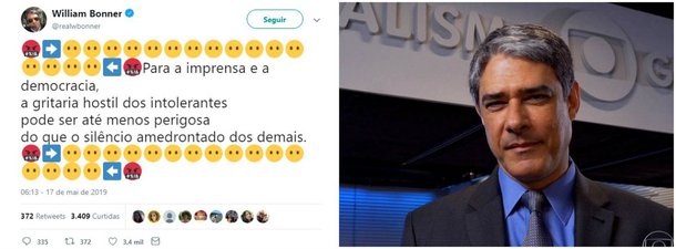 Editor do Jornal Nacional, Bonner fala em 'gritaria hostil dos intolerantes'