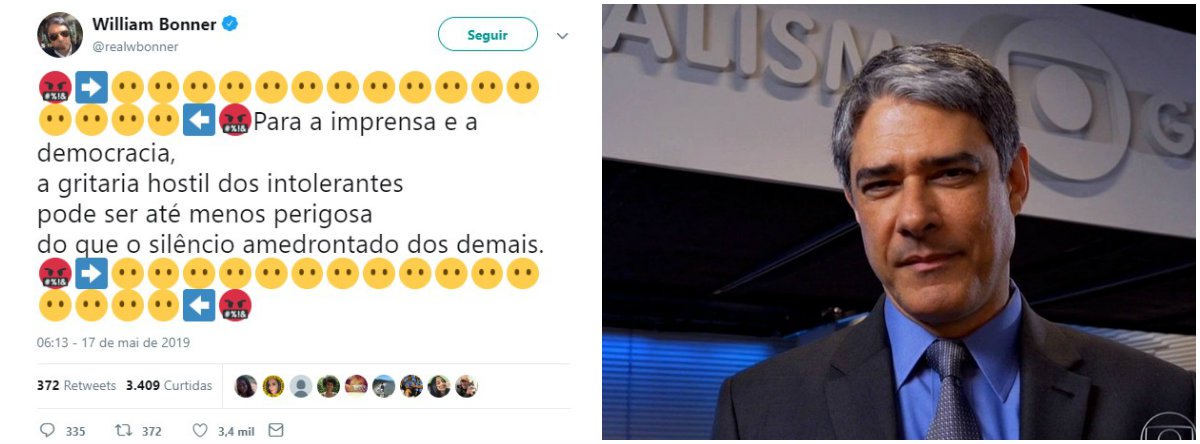 Editor do Jornal Nacional, Bonner fala em 'gritaria hostil dos intolerantes'