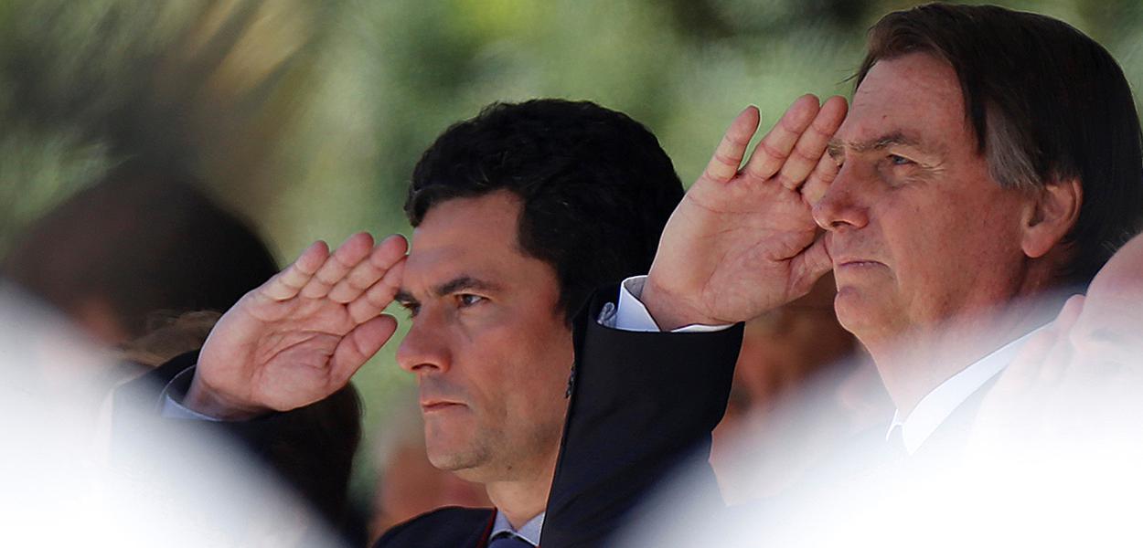 O presidente Jair Bolsonaro e o ministro da Justiça e Segurança Pública, Sergio Moro.