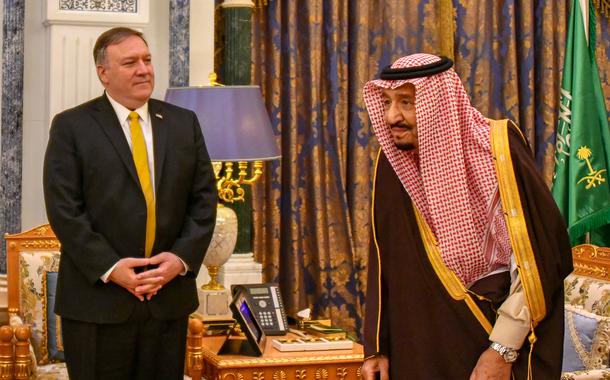 U.S. Secretary of State Michael R. Pompeo meets with Saudi King Salman bin Abdul-Aziz in Riyadh, Saudi Arabia, on January 14, 2019. [State Department photo/ Public Domain]