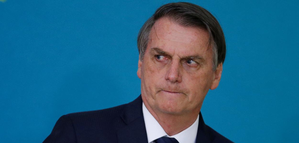 Brazil's President Jair Bolsonaro attends a ceremony for the presentation of the 2nd phase of the advertising campaign of the pension reform bill at the Planalto Palace in Brasilia, Brazil May 20, 2019. REUTERS/Adriano Machado