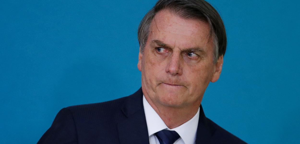 Brazil's President Jair Bolsonaro attends a ceremony for the presentation of the 2nd phase of the advertising campaign of the pension reform bill at the Planalto Palace in Brasilia, Brazil May 20, 2019. REUTERS/Adriano Machado