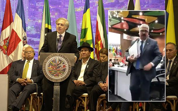 subsecretário de Relações Exteriores do Uruguai, Ariel Bergamino, abandona reunião da OEA em Medelín, Colômbia