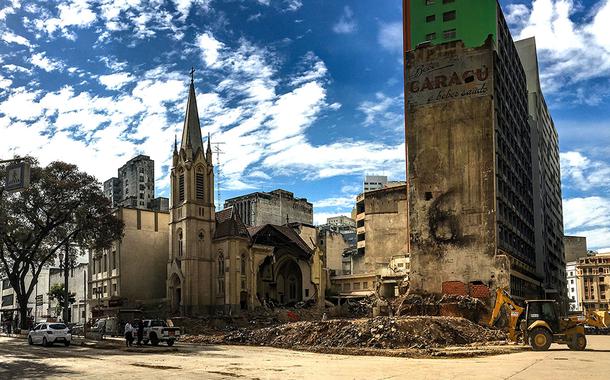 SÃ£o Paulo 16/05/2018 Restos dos escombros do predio que desabou apÃ³s incendio no Largo do Paissandu. Foto Paulo Pinto/FotosPUblicas