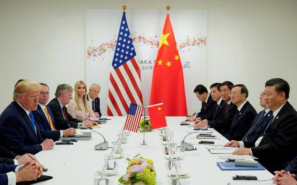 Donald Trump e Xi Jinping em encontro no G20, em Osaka, Japão