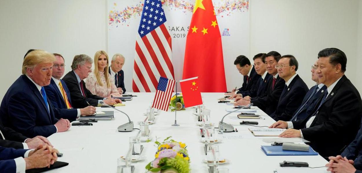 Donald Trump e Xi Jinping em encontro no G20, em Osaka, Japão