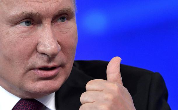 Russian President Vladimir Putin gestures while speaking during his annual call-in show in Moscow, Russia, Thursday, June 20, 2019. Putin hosts call-in shows every year, which typically provide a platform for ordinary Russians to appeal to the president on issues ranging from foreign policy to housing and utilities. (Alexei Nikolsky, Sputnik, Kremlin Pool Photo via AP)