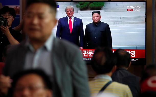 North Korean leader Kim Jong Un and U.S. President Donald Trump at the truce village