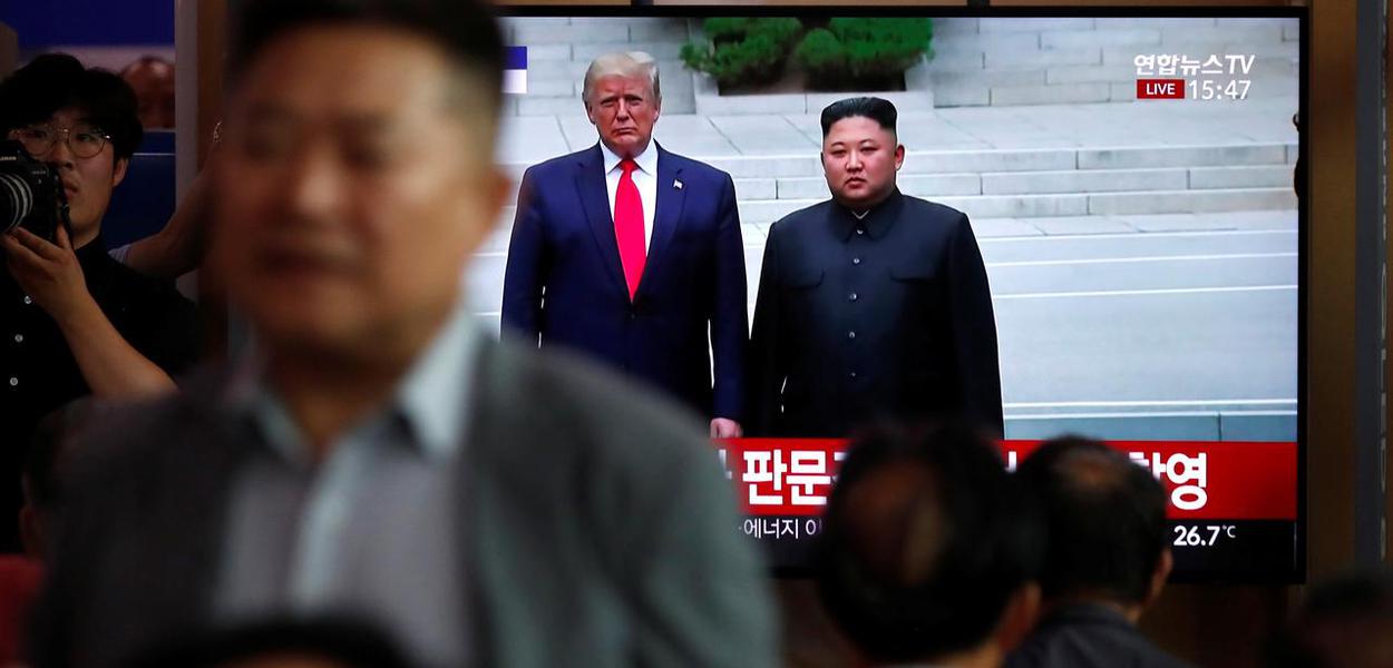 North Korean leader Kim Jong Un and U.S. President Donald Trump at the truce village
