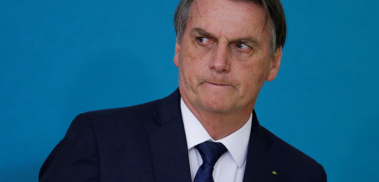 Brazil's President Jair Bolsonaro attends a ceremony for the presentation of the 2nd phase of the advertising campaign of the pension reform bill at the Planalto Palace in Brasilia, Brazil May 20, 2019. REUTERS/Adriano Machado