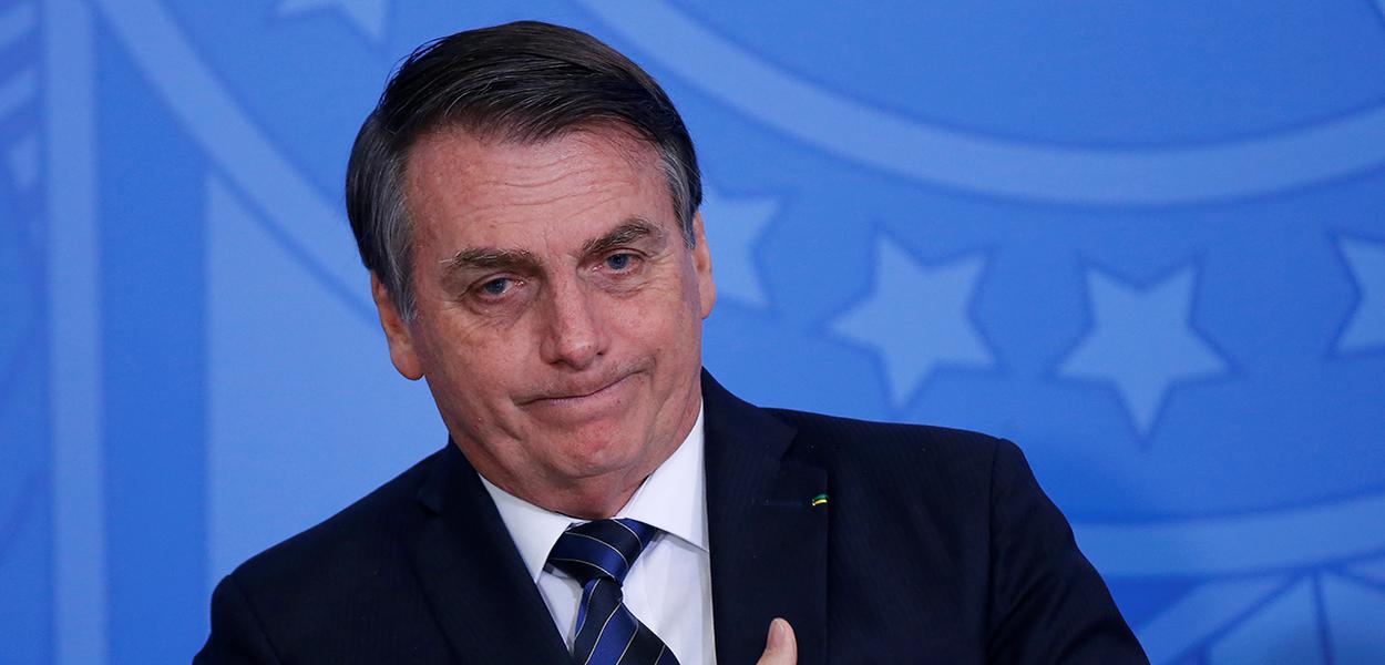 Presidente Jair Bolsonaro durante cerimÃ´nia no PalÃ¡cio do Planalto, em BrasÃ­lia
04/07/2019
REUTERS/Adriano Machado