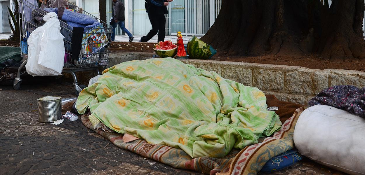 Moradores de rua no centro de São Paulo