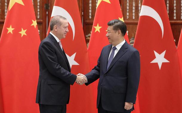 Presidente Xi Jinping da China e Recep Tayyip Erdogan da Turquia