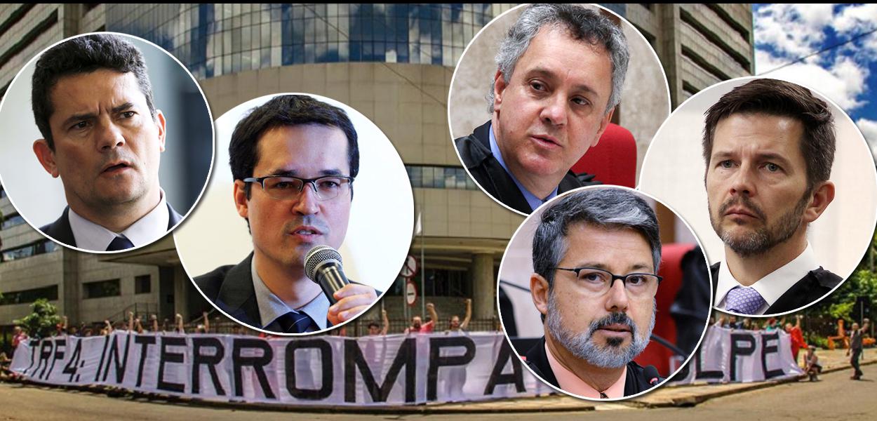 Sergio Moro, Deltan Dallagnol e os juízes do TFR-4 Gebran Neto, Victor Laus e Leandro Paulsen