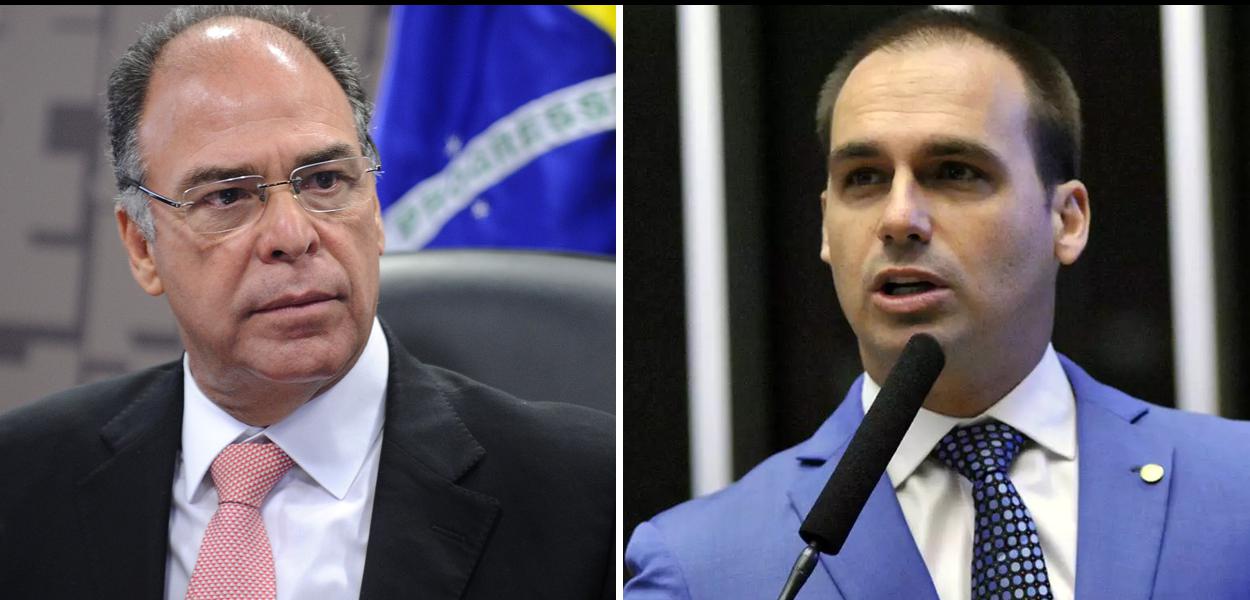 Líder do governo no Senado, Fernando Bezerra Coelho (MDB-PE), e deputado federal Eduardo Bolsonaro (PSL-SP)