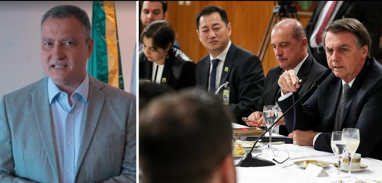 Governador da Bahia, Rui Costa, e Jair Bolsonaro com Onyx Lorenzoni.