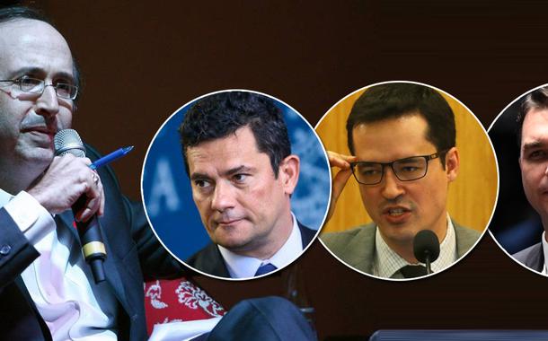Reinaldo Azevedo, Sergio Moro, Deltan Dallagnol e Flavio Bolsonaro