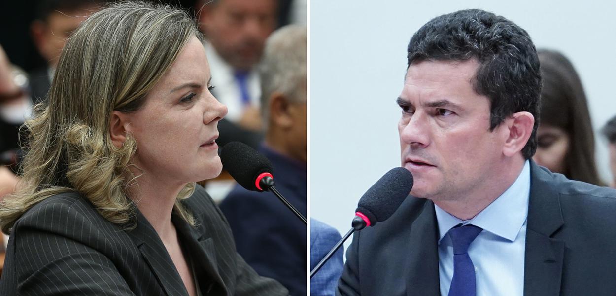 Presidente nacional do PT, Gleisi Hoffmann, e Sérgio Moro