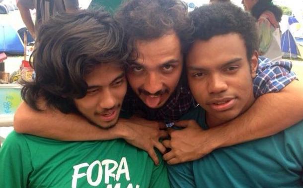 Renan Santos (centro), com Kim Kataguiri e Fernando Holiday, do MBL