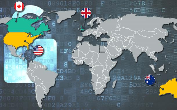 Os chamados 'Five Eyes', formado por Estados Unidos, Reino Unido, Canadá, Austrália e Nova Zelândia.