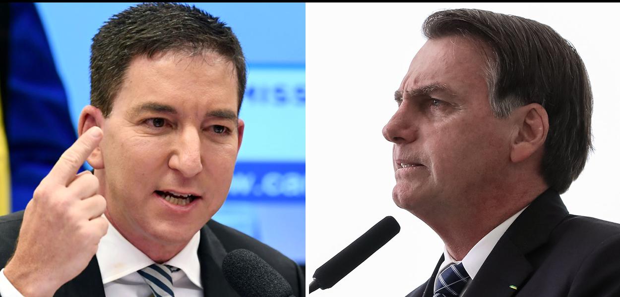 Jornalista Glenn Greenwald, do Intercept Brasil, e Jair Bolsonaro (PSL).