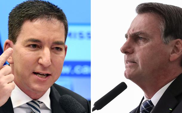Jornalista Glenn Greenwald, do Intercept Brasil, e Jair Bolsonaro (PSL).