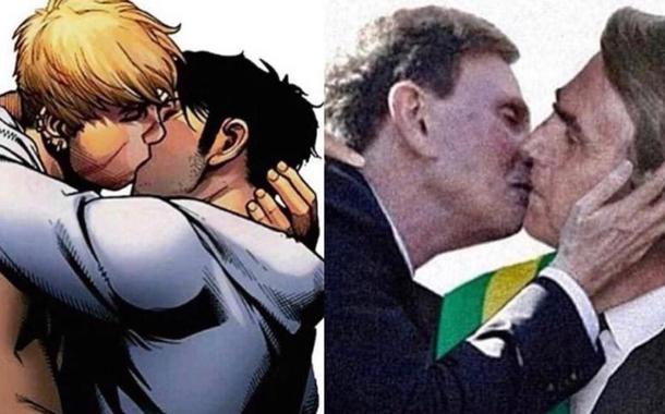 Em montagem, Marcelo Crivella beija Jair Bolsonaro