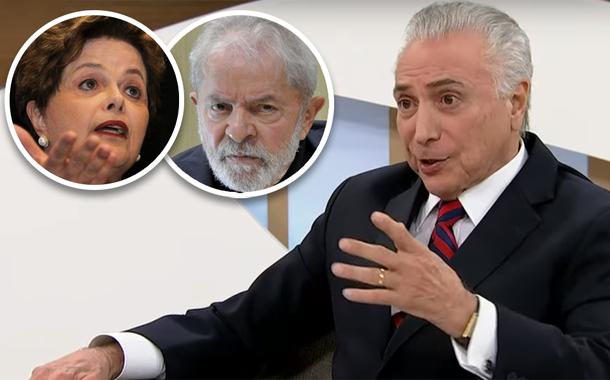 Da esq.: para a dir.: Dilma Rousseff, Luiz Inácio Lula da Silva e Michel Temer