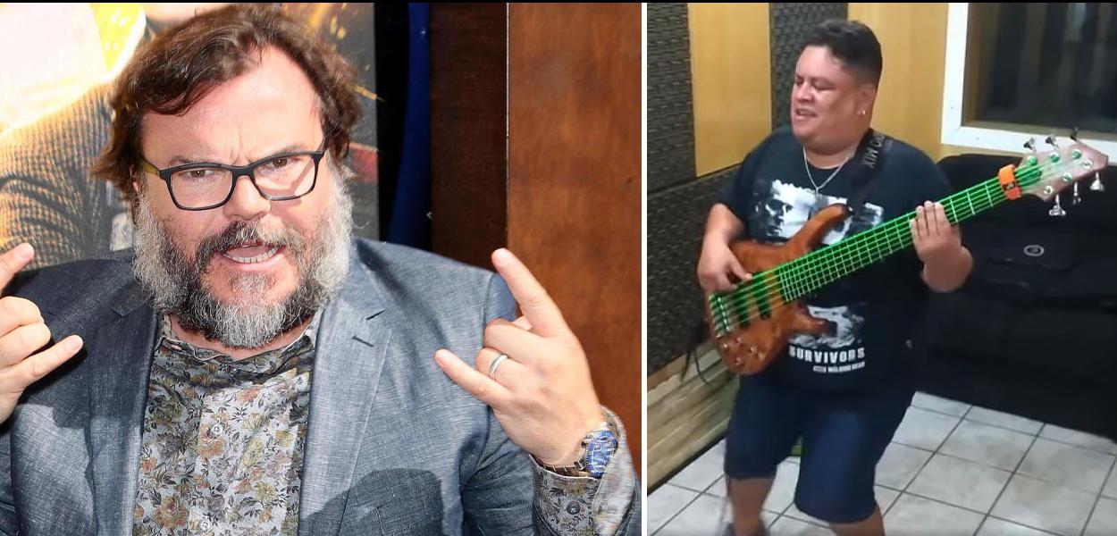 O ator e músico Jack Black e o baixista potiguar Júnior Groovador