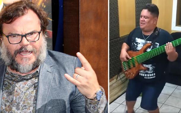 O ator e músico Jack Black e o baixista potiguar Júnior Groovador