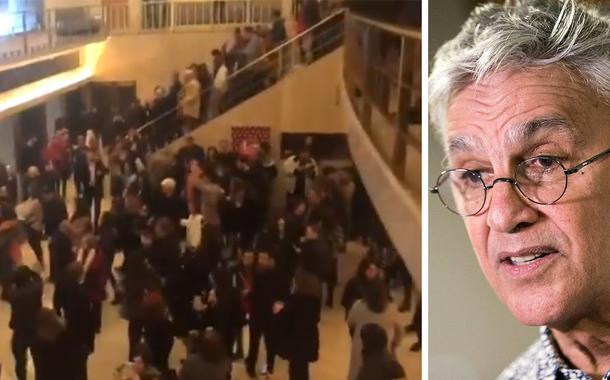Caetano Veloso em Buenos Aires e público deixando o Teatro Gran Rex cantando "Si vos querés"