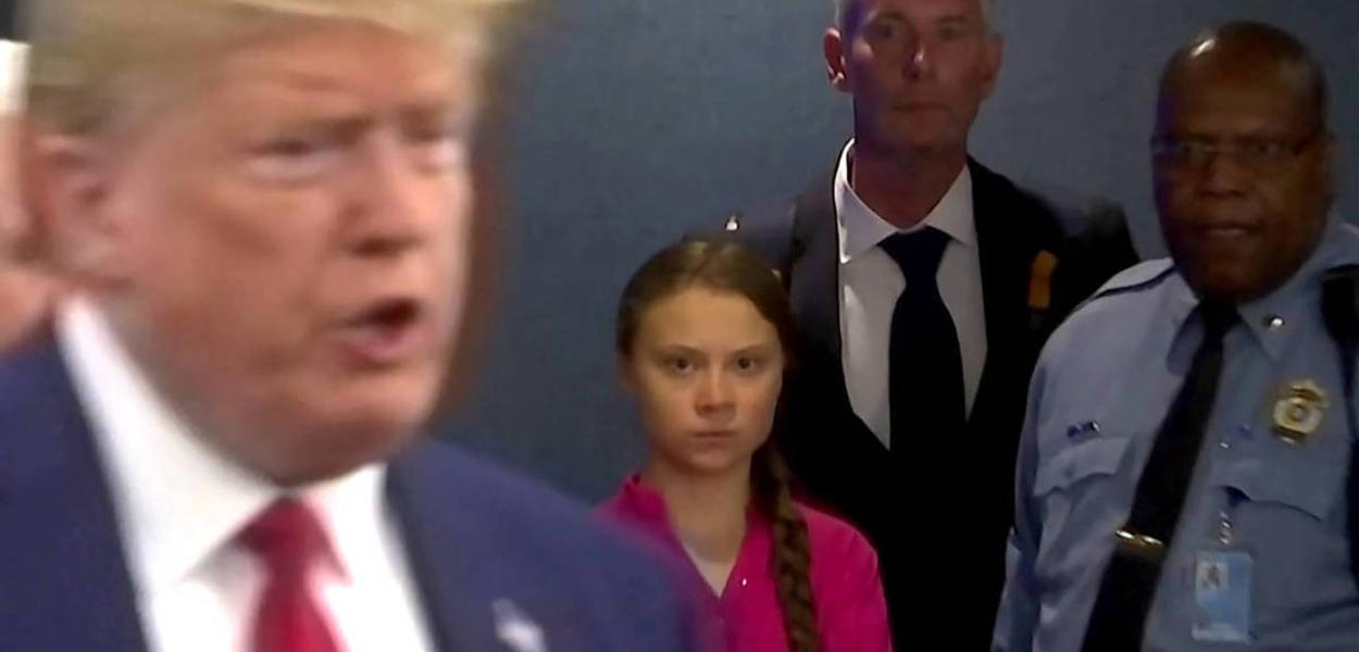 Greta Thunberg encara Donald Trump em reunião do clima na ONU
