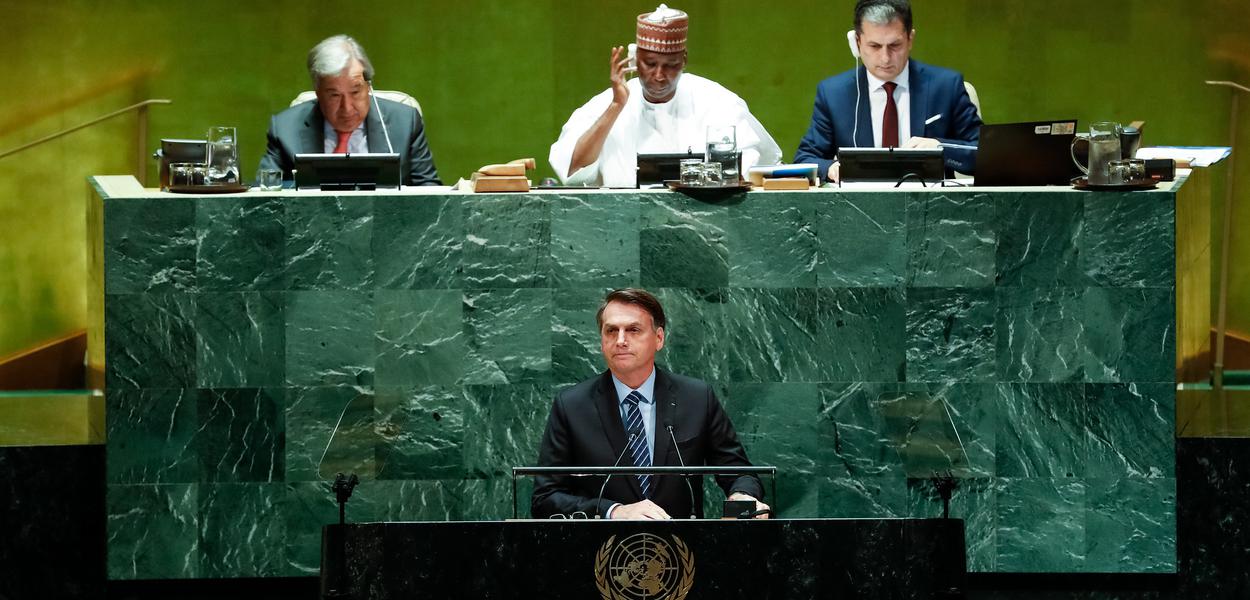 (Nova York - EUA, 24/09/2018) Presidente da República, Jair Bolsonaro, discursa durante a abertura do Debate Geral da 74ª Sessão da Assembleia Geral das Nações Unidas (AGNU). \rFoto: Alan Santos/PR