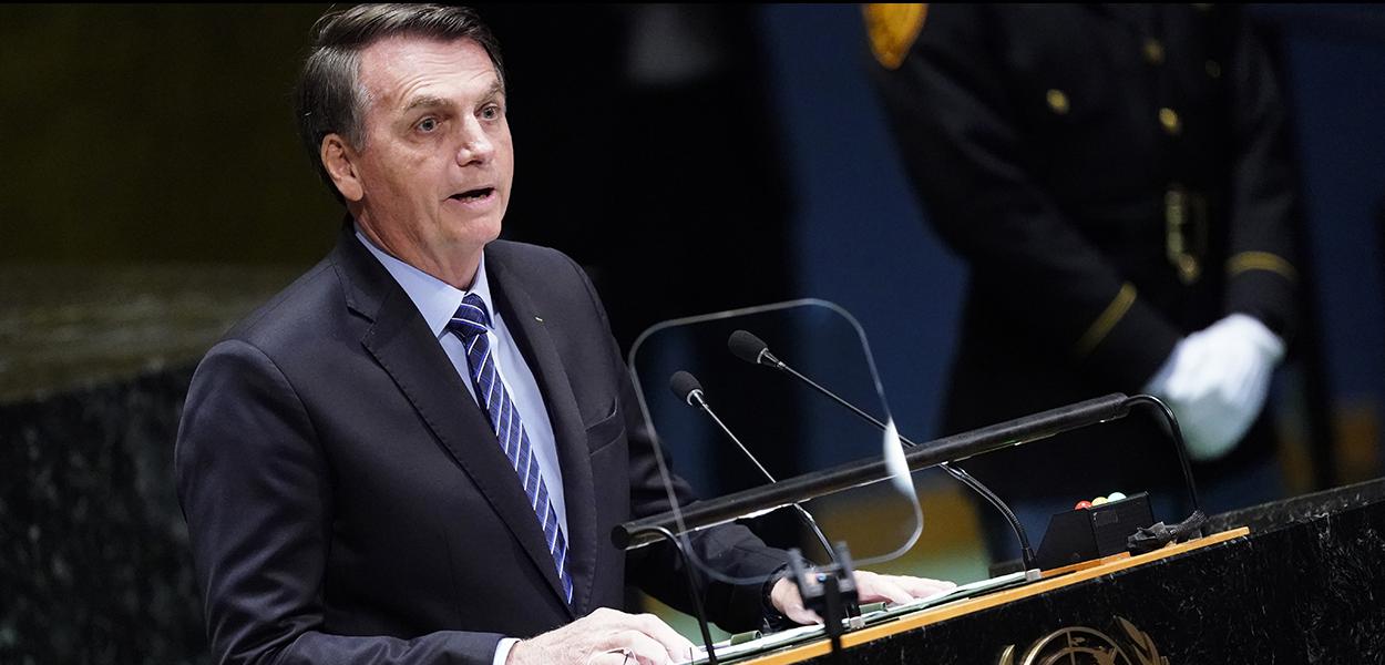 Brazil's President Jair Bolsonaro addresses the 74th session of the United Nations General Assembly at U.N. headquarters in New York City, New York, U.S., September 24, 2019. REUTERS/Carlo Allegri