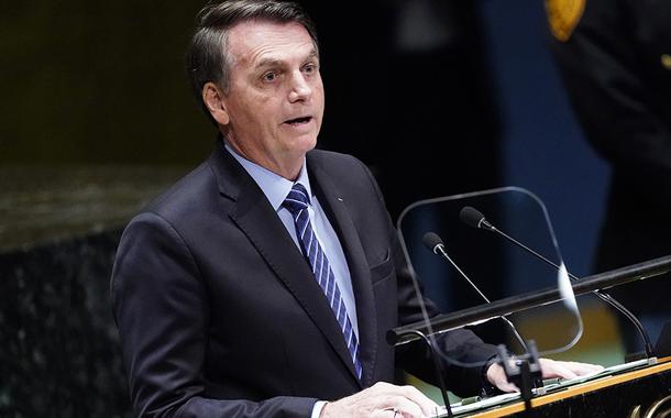 Brazil's President Jair Bolsonaro addresses the 74th session of the United Nations General Assembly at U.N. headquarters in New York City, New York, U.S., September 24, 2019. REUTERS/Carlo Allegri