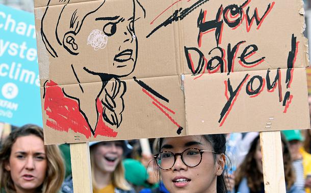 Protesto contra a mudança climática em Haia