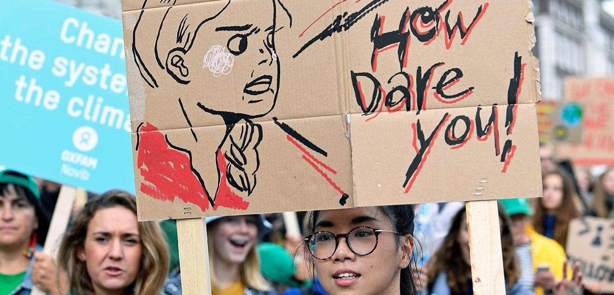 Protesto contra a mudança climática em Haia