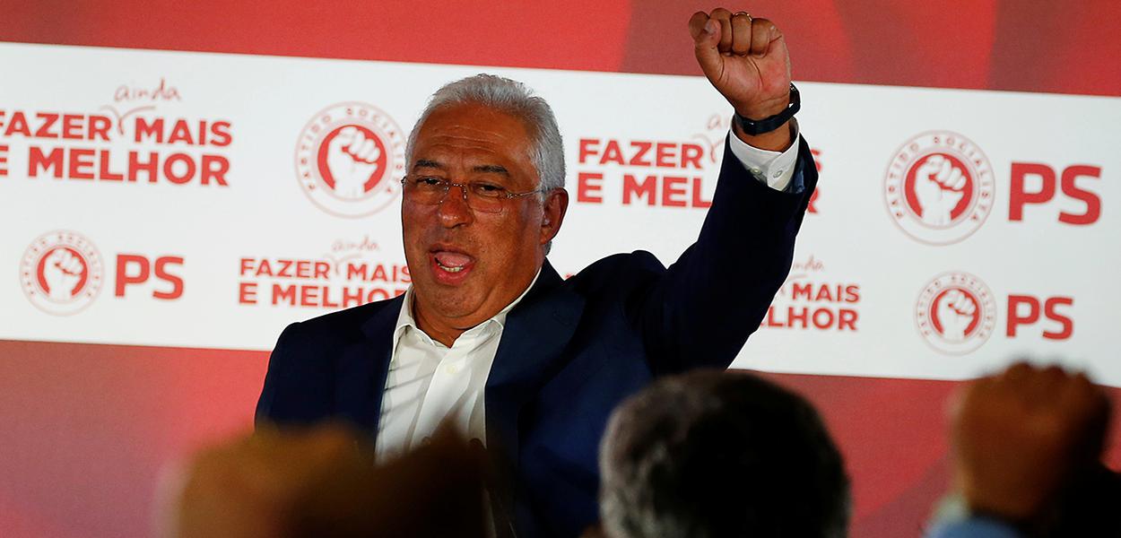 António Costa comemora vitória na eleição de Portugal