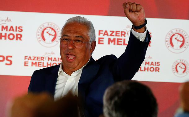 António Costa comemora vitória na eleição de Portugal