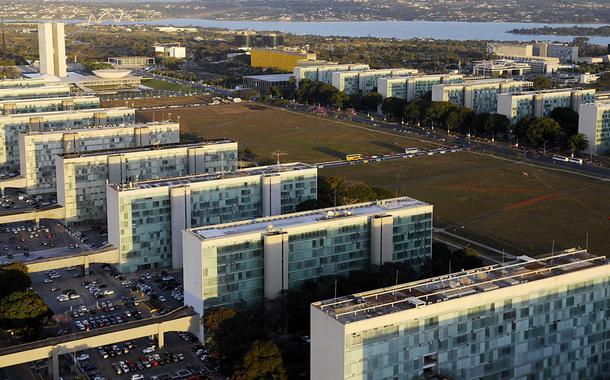 Vista aérea da Esplanada dos Ministérios em Brasília-DF.