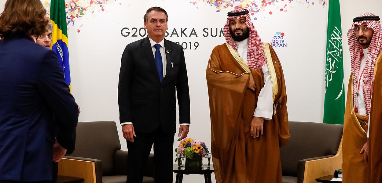 Jair Bolsonaro, durante encontro Bilateral com o Principe Herdeiro da Arábia Saudita, Mohammed Bin Salman